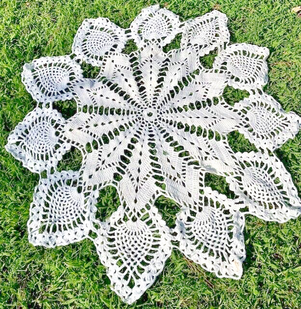 Vintage Doily Table Topper Handmade Crochet 48"